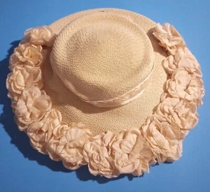 Original Patrice Antique Vintage Lady's Victorian Straw (?) Hat with Flowers - Picture 1 of 6