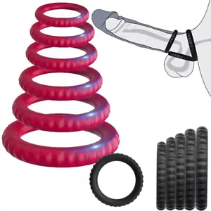 6 Cock Balls Ring Strong Silicone Male Penis Erection Enhancer Couples Rings - Picture 1 of 23