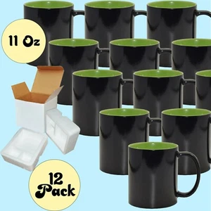 Tazzine da caffè a sublimazione vuote ricarica colore interno VERDE 12 pezzi 11 oz + scatola schiuma - Foto 1 di 4