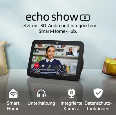 Echo Show 8 (Neueste Generation)  Smarter HD-Touchscreen mit 3D-Audio Anthrazit✅ - Bild 1 von 3