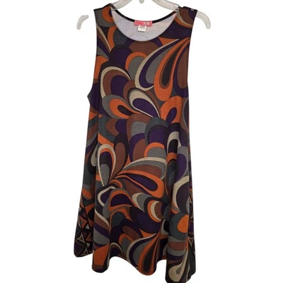 Lux Women's Sleeveless Dress Retro Mod Print Colorful Pockets Size Large - Image 1 of 4