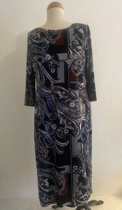 Cato Multi Color 3/4 Sleeve Paisley Pattern Dress Women’s SZ L - Imagen 1 de 5