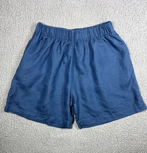 Pantalones Cortos American Giant Para Mujer Pequeños 100% Lino Cintura Elástica Azul Egeo - Imagen 1 de 10