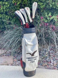 Belding Golfbag USA Eagle Americana Pro Am Cart Bag Head Covers Regenhaube *RAR - Bild 1 von 11