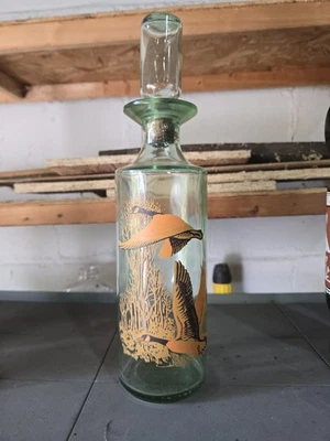 Vintage Old Fitzgerald Prime Wildlife Decanter featuring a geese pattern - Image 1 of 2
