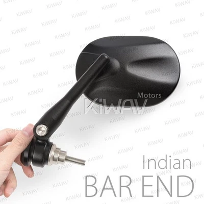 Espejo de extremo de barra Stark cuadrado/ovalado negro resistente se adapta a Indian Scout Bobber ε Foto 1 de 4