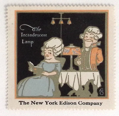 1915 New York Edison Cp The Incandescent Lamp Home Lighting Poster Stamp 2x2" - Image 1 of 2
