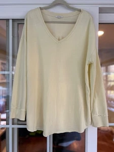 Z Supply Weekender Oversized Sweatshirt Women's XL Yellow V Neck ZT203684 - Picture 1 of 9