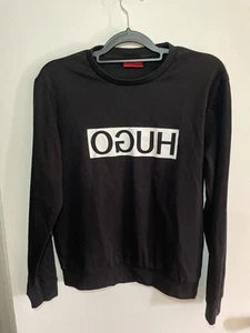 Hugo Boss Box Logo Sweatshirt Black Size Medium P2P - 21” Length - 25” - Picture 1 of 6