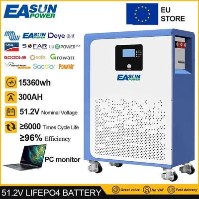 EASUN OR POWLAND Accumulatore batteria 15 kWh 51,2 V 48 V 300 Ah LiFePO4 accumulatore batteria solare fotovoltaica spedizione IT
