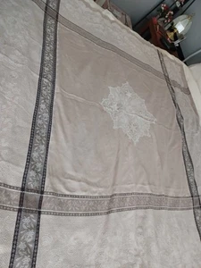 Tovaglia cotone francese country grigio floreale 60" pollici quadrati vintage - Foto 1 di 5