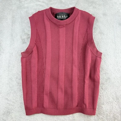 Top Mujer Colección Nicole Miller Pequeño Borgoña Tejido Acanalado Sin Mangas Recortado Foto 1 de 4