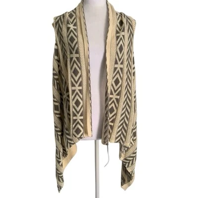 WOOLRICH Cárdigan Mujer L Cascada Frente Abierto Longline Suéter Chaleco Boho Azteca Foto 1 de 4