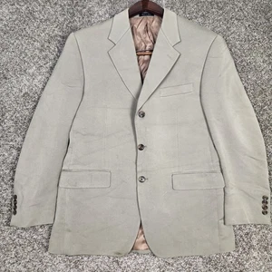 Chaps Ralph Lauren Blazer Suit Jacket Mens Sz 40R Taupe Tan 3 Button Sport Coat  - Picture 1 of 18