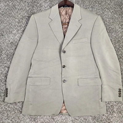 Chaps Ralph Lauren Blazer Suit Jacket Mens Sz 40R Taupe Tan 3 Button Sport Coat  - Image 1 of 4