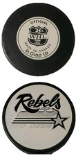 1966-1991 25th ANNIVERSARY RED DEER REBELS WHL RARE INGLASCO OFFICIAL GAME PUCK