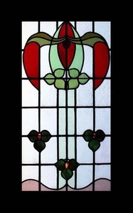 Fabulous Floral Art Nouveau Antique English Stained Glass Window - Picture 1 of 1