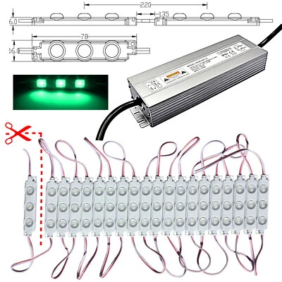 100x LED Module+Power Supply - 230V/12V - Green - 1,5W 5730 Advertising Lighting - Image 1 of 2