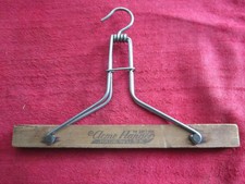 1900 PRIMITIVE ACME WOOD COAT HANGER Metal Top with Slide Ring to Open/Close
