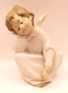 Lladro 1977 #4961 Engel träumend Porzellan Figur nicht mehr produziert 6 1/2" groß - Bild 1 von 8