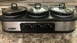 BELLA  TRIPLE POT SLOW COOKER MODEL# YDE-1121 Used Once! Dip Warmer Buffet - Picture 1 of 4