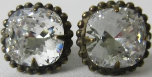 Sorrelli Pierced Stud Earrings With Smoky Swarovski Crystal / Marcasite - Picture 1 of 7