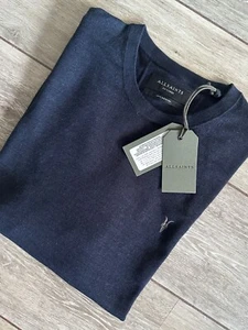 ALL SAINTS DEEP BLUE MARL "MODE" MERINO CREW JUMPER SWEATER TOP - XXL - NEW TAGS - Picture 1 of 11