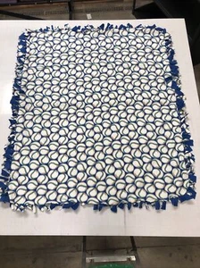 Hand Made Double Sided Fleece Tied Blanket Approx. 6' X 5' Baseball / Royal Blue - Picture 1 of 4