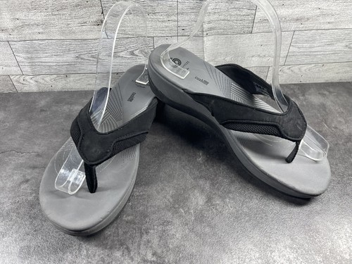 Sandali infradito Clarks Cloudsteppers donna 9M scarpe Arla nero zeppa perizoma