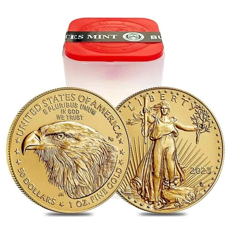 Roll of 20 - 2023 1 oz Gold American Eagle $50 Coin BU (Lot, Tube of 20) Cover