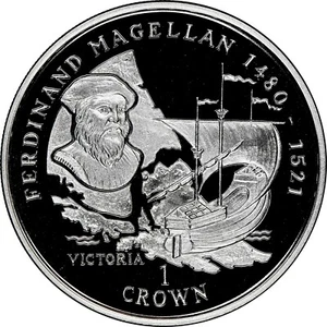 1996 ISLE OF MAN SILVER CROWN FERDINAND MAGELLAN NGC PF 69 ULTRA CAMEO TOP POP - Picture 1 of 6