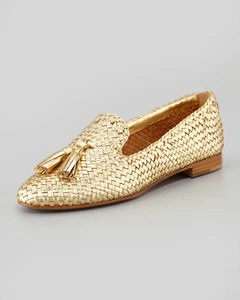 MOCASINES MOCASINES BORLAS TEJIDAS DORADAS INCREÍBLES PRADA MADRAS UE 35.5 ME ENCANTAN ZAPATOS - Imagen 1 de 8