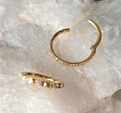 1pc Titanium Outer CZ Gems & Pyramids Hinged Orbital Helix Septum Ear Cartilage  - Image 1 of 4