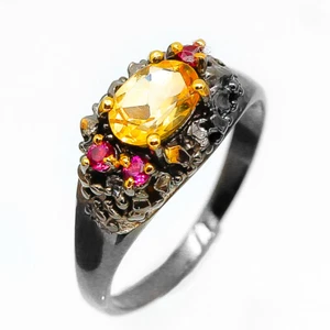 Handmade Jewelry Gemstone  Natural Amethyst Silver Ring 925 Sterling / RVS72 - Picture 1 of 3