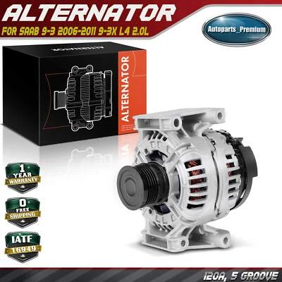 Alternator for Saab 9-3 2006-2011 9-3X L4 2.0L 120A 12V CW 5-Groove Manual Trans - Image 1 of 4