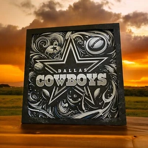 Dallas Cowboys Art Piece 3D Printed HueForge - With FRAME! 3D ART - Photo 1 sur 1