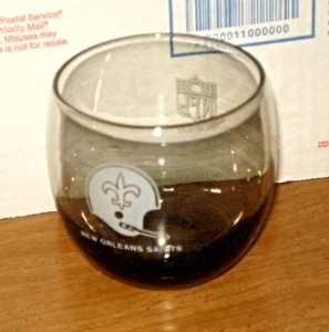 Vintage NFL New Orleans Saints Smoked Small Rocks Glass 3.25" - Picture 1 of 2