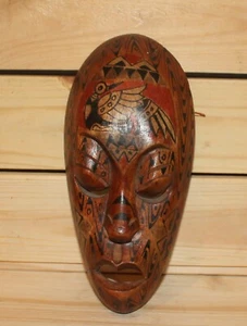 Vintage afrikanische Handschnitzerei Holz Wandbehang Maske - Bild 1 von 6