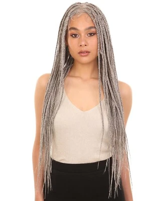 Peluca de encaje estilo trenza caja atada a mano completa Ivy 31 pulgadas Foto 1 de 4