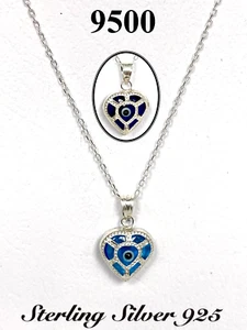 Evil eye Sterling Silver Heart Pendant Necklaces #9500 - Picture 1 of 13