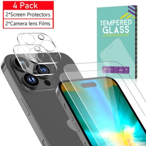 For iPhone 15 Pro Max 14 Plus 13 12 Tempered Glass Screen Protector Lens Cover - Imagen 1 de 20