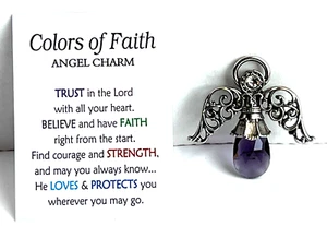 GANZ Jewel Colors of Faith ANGEL Charm +Card Light Purple for "TRUST" - Picture 1 of 6