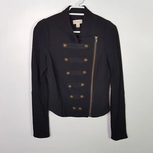 Witchery Military Jacket Womens Size 6 Black Slim Stretch Double-Breast Embroid - Picture 1 of 13