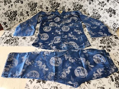 Shanghai China для мальчиков размер 6 синий атласный дракон топ и брюки комплект - Изображение 1 из 4