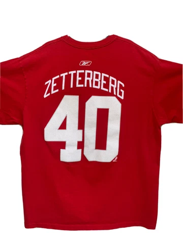 Detroit Red Wings Henrik Zetterberg Mens XL Short Sleeve T Shirt, Red Reebok tee Cover