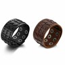Adjustable Punk Rock Leather Bracelet – Wide Black/Brown Cuff – Men’s Double Strap Bangle