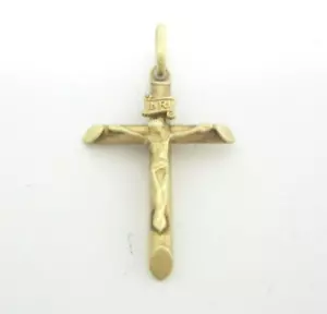 STUNNING 10K YELLOW GOLD RELIGIOUS CRUCIFIX CROSS (1-1/2") PENDANT 1.5G - Imagen 1 de 7