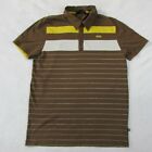 Men's MINI Cooper Polo Short Sleeve Shirt Brown & Yellow Striped Men's Large