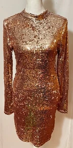 Fashion Nova NWT Gold Sequin Backless Bodycon Midi Party Dress Sz Small - Picture 1 of 9