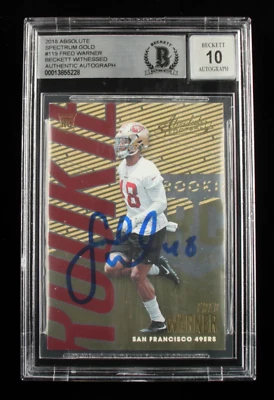 Fred Warner Signed 2018 Absolute Spectrum Gold #119 - Autograph Graded Beckett 1 - Image 1 of 2